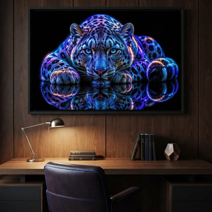 Bioluminescent Snow Leopard Canvas Wall Art