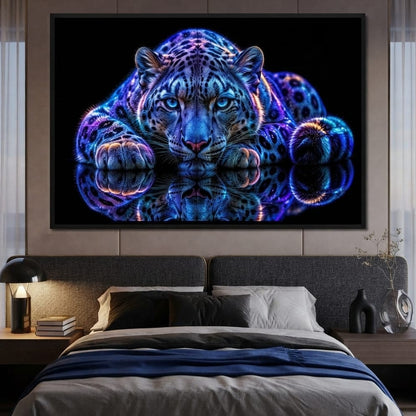 Bioluminescent Snow Leopard Canvas Wall Art