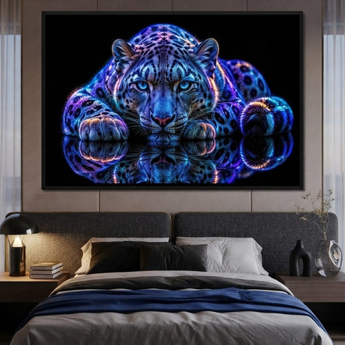 Bioluminescent Snow Leopard Canvas Wall Art