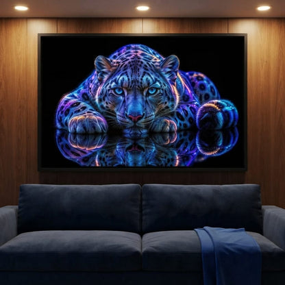 Bioluminescent Snow Leopard Canvas Wall Art