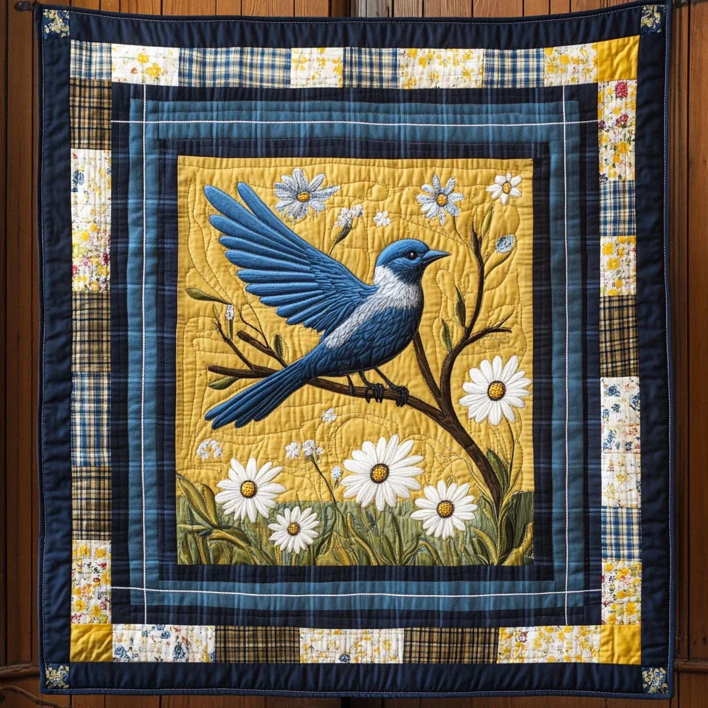 Bird And Daisy Quilt Blanket