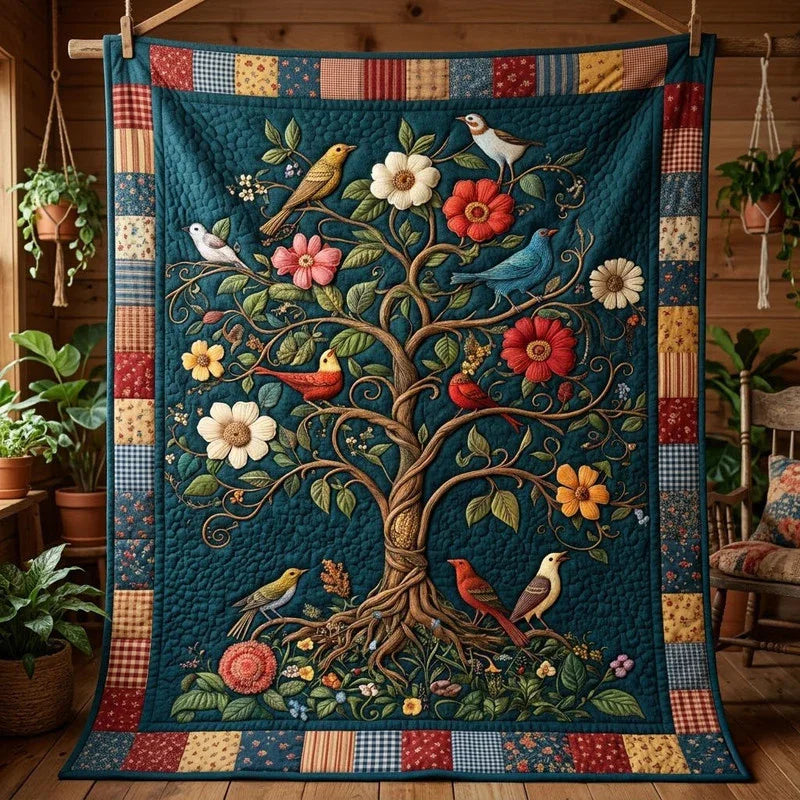 Bird of Life Quilt Blanket - Quilted Blanket by Wild and Way