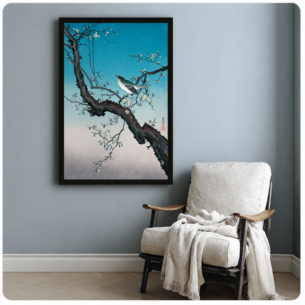 Japanese Bird Plum Blossom Ukiyo-e Canvas Arte