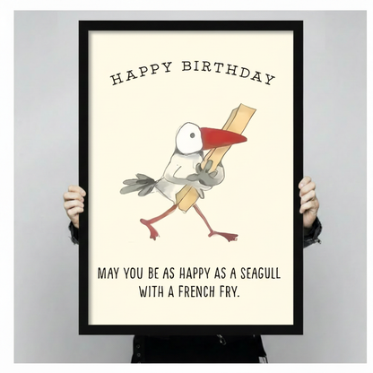 Happy Birthday Seagull French Fry Canvas Art Wall Art