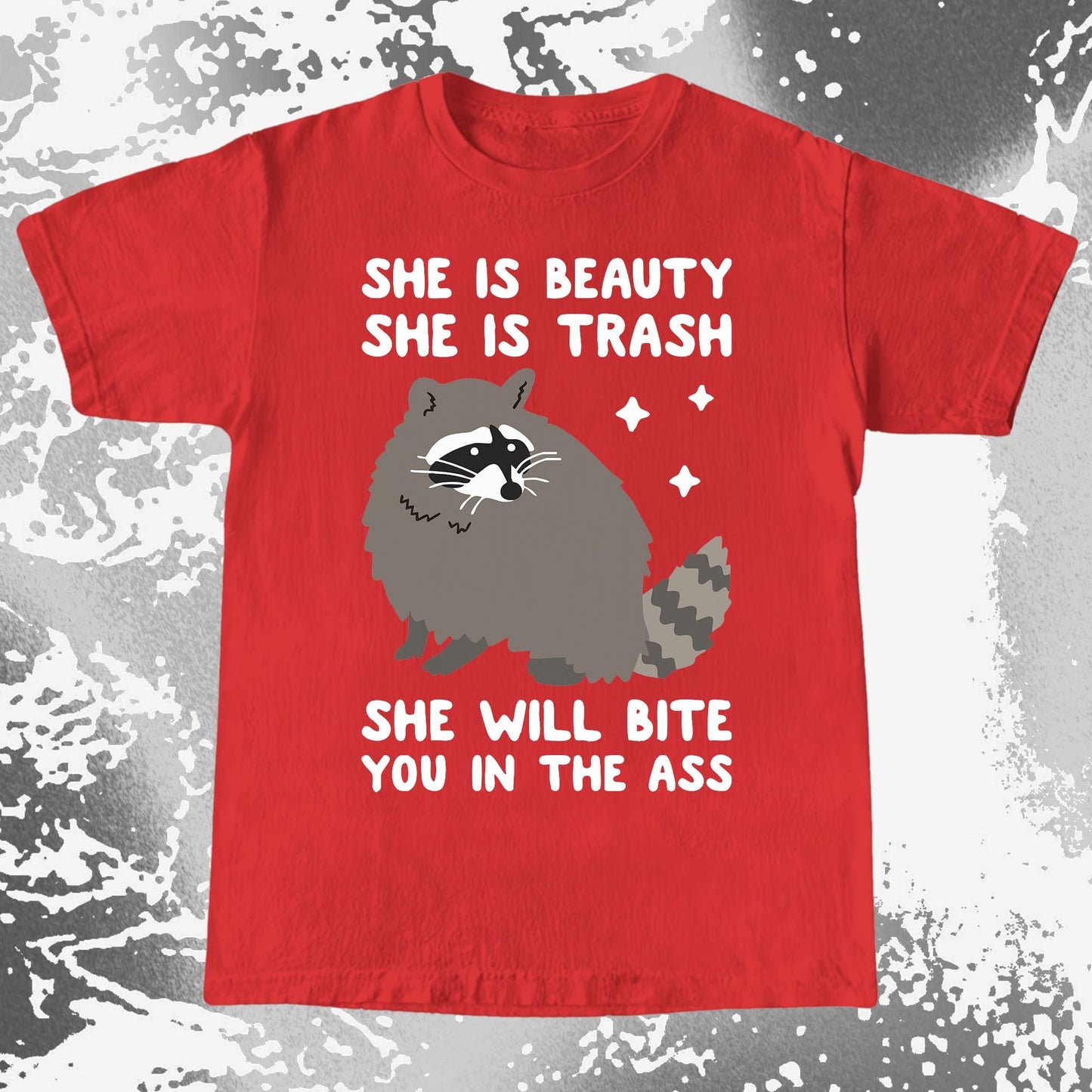 She Is Beauty She Is Trash Raccoon, funny meme tee gift (view 8)
