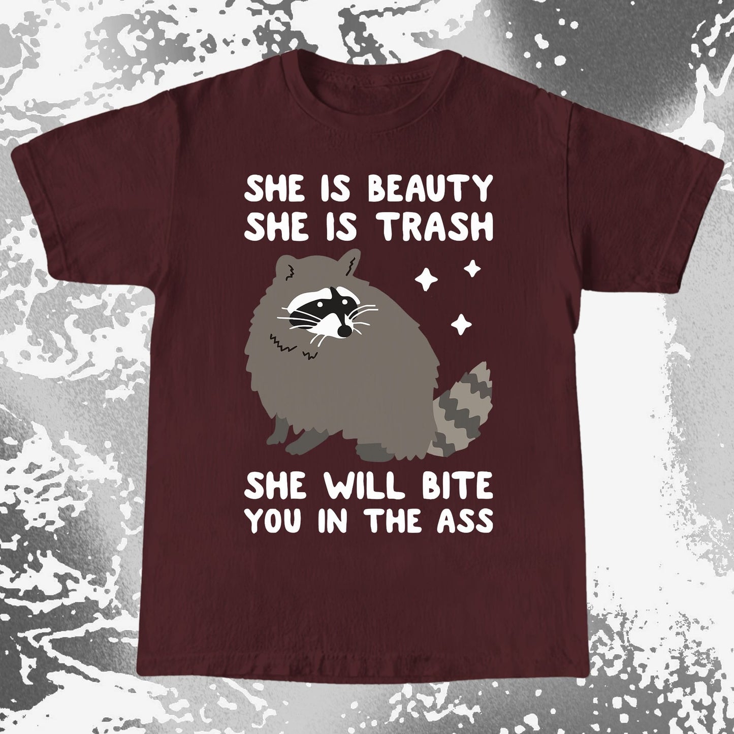 She Is Beauty She Is Trash Raccoon, funny meme tee gift (view 9)