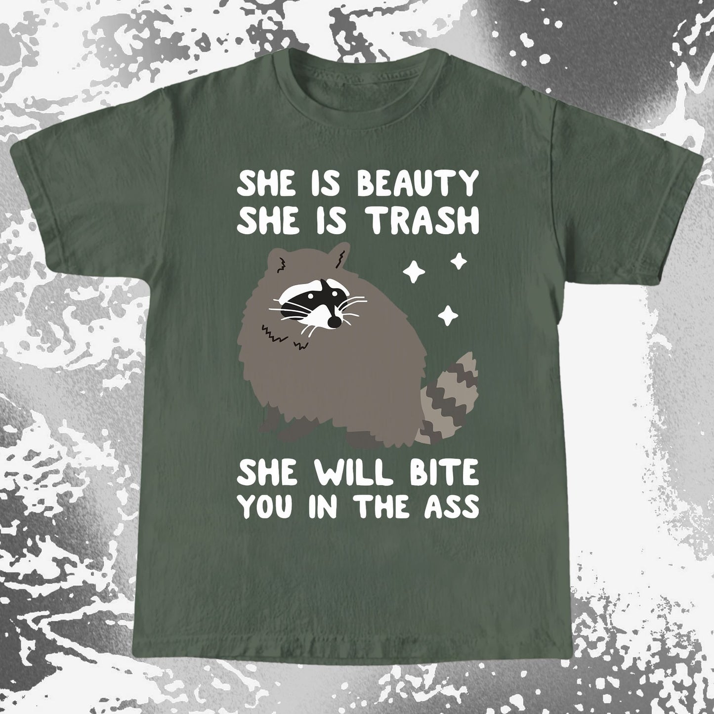 She Is Beauty She Is Trash Raccoon, funny meme tee gift (view 5)