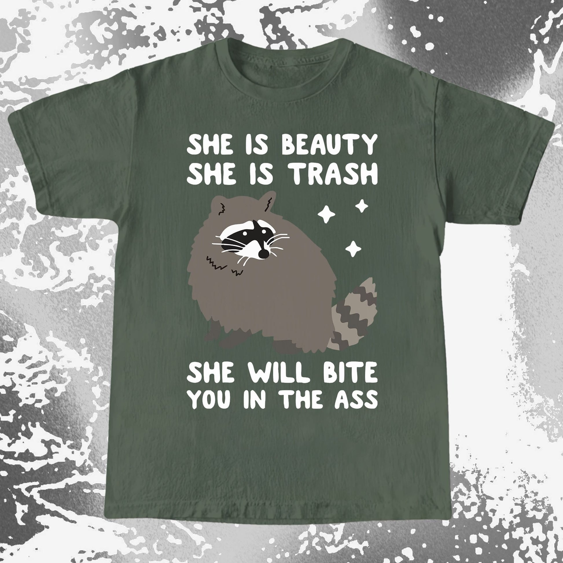 She Is Beauty She Is Trash Raccoon, funny meme tee gift (view 5)