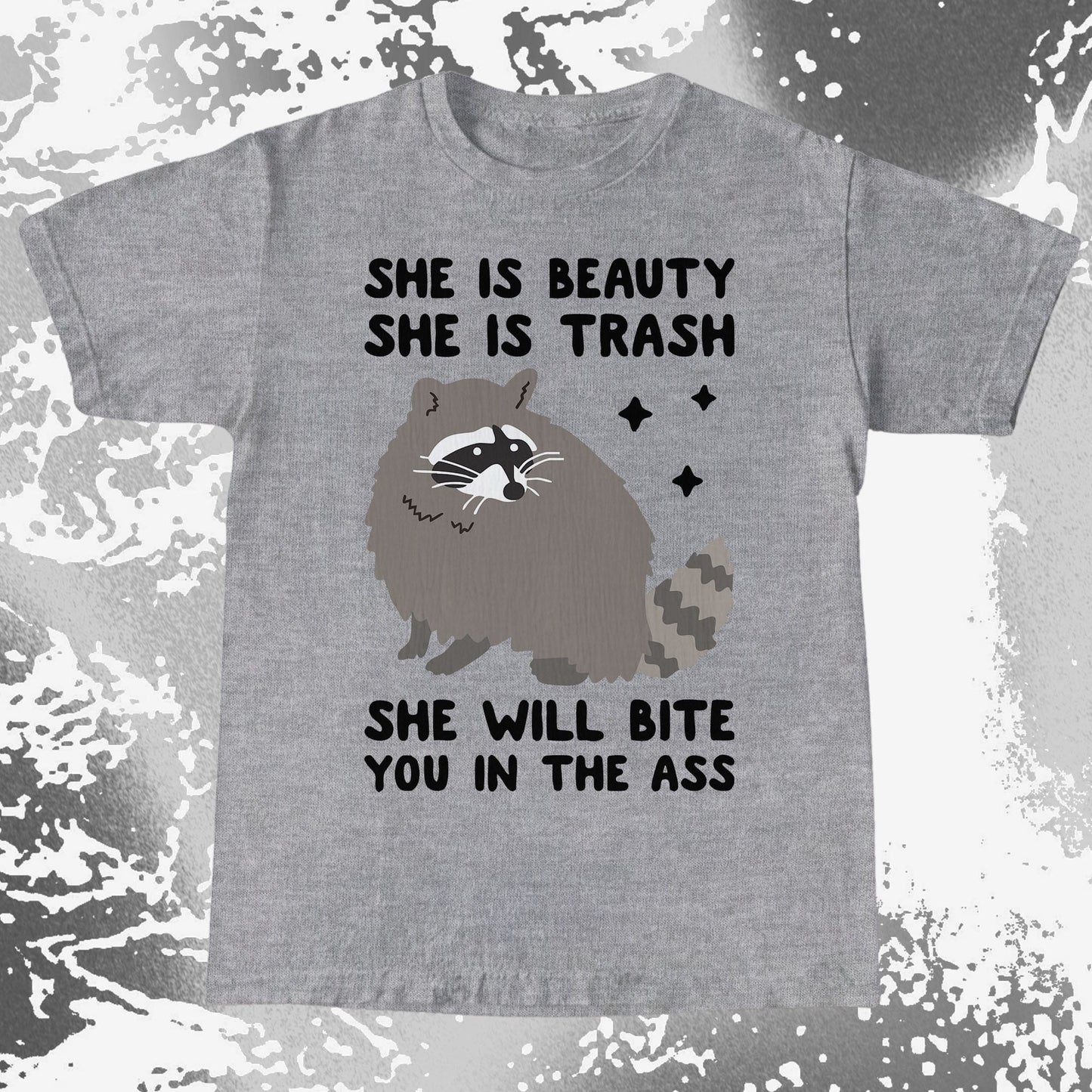 She Is Beauty She Is Trash Raccoon, funny meme tee gift (view 6)