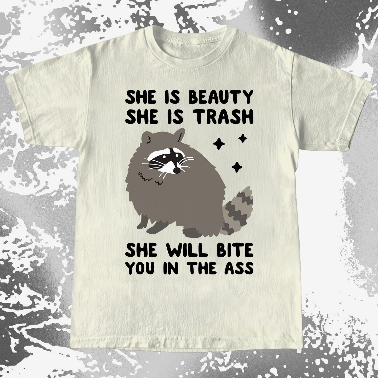 She Is Beauty She Is Trash Raccoon, funny meme tee gift (view 4)