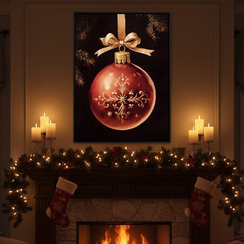 Classic Christmas Bauble Charm Canvas Wall Art