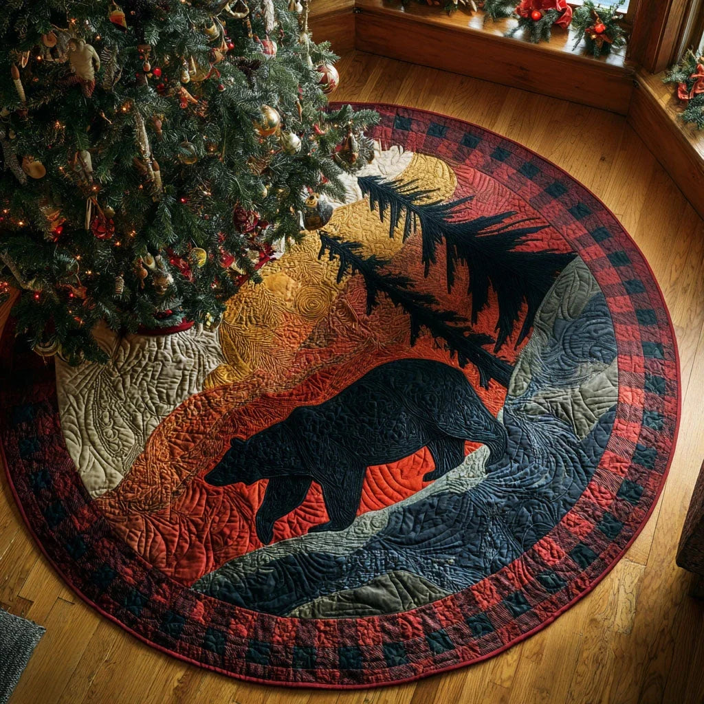 Black Bear Sunset Quilted Round Mat