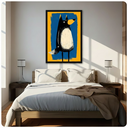 Bold Black Dog Blue Yellow Street Art Canvas Wall Art