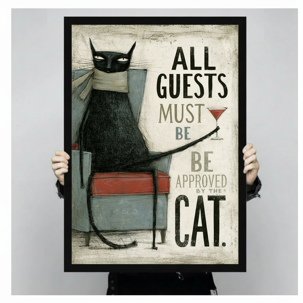 All Guests Must Be Approved By The Cat Canvas Print