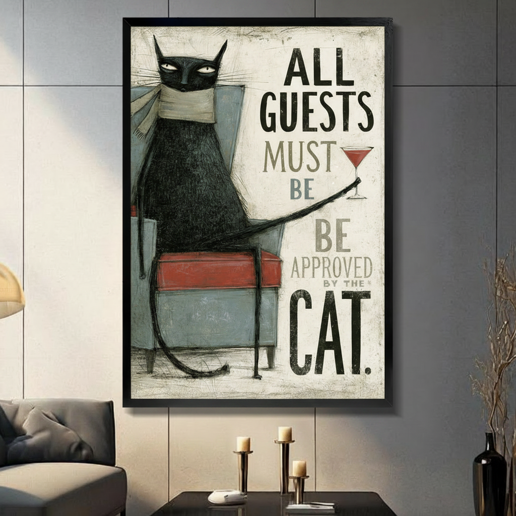 All Guests Must Be Approved By The Cat Canvas Print