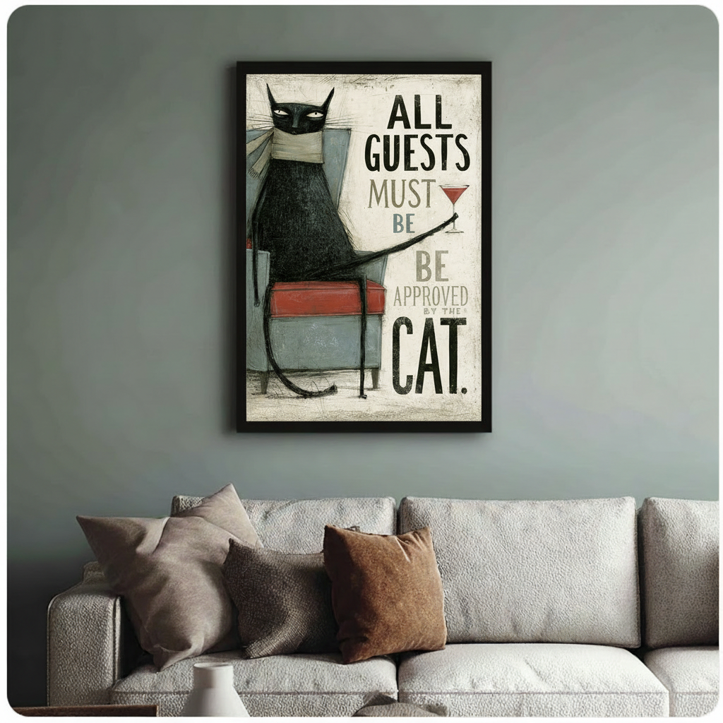 All Guests Must Be Approved By The Cat Canvas Print
