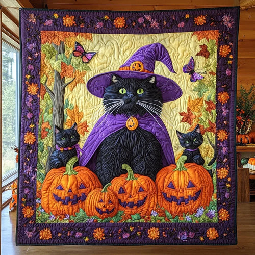 Black Cat Family Quilt Blanket