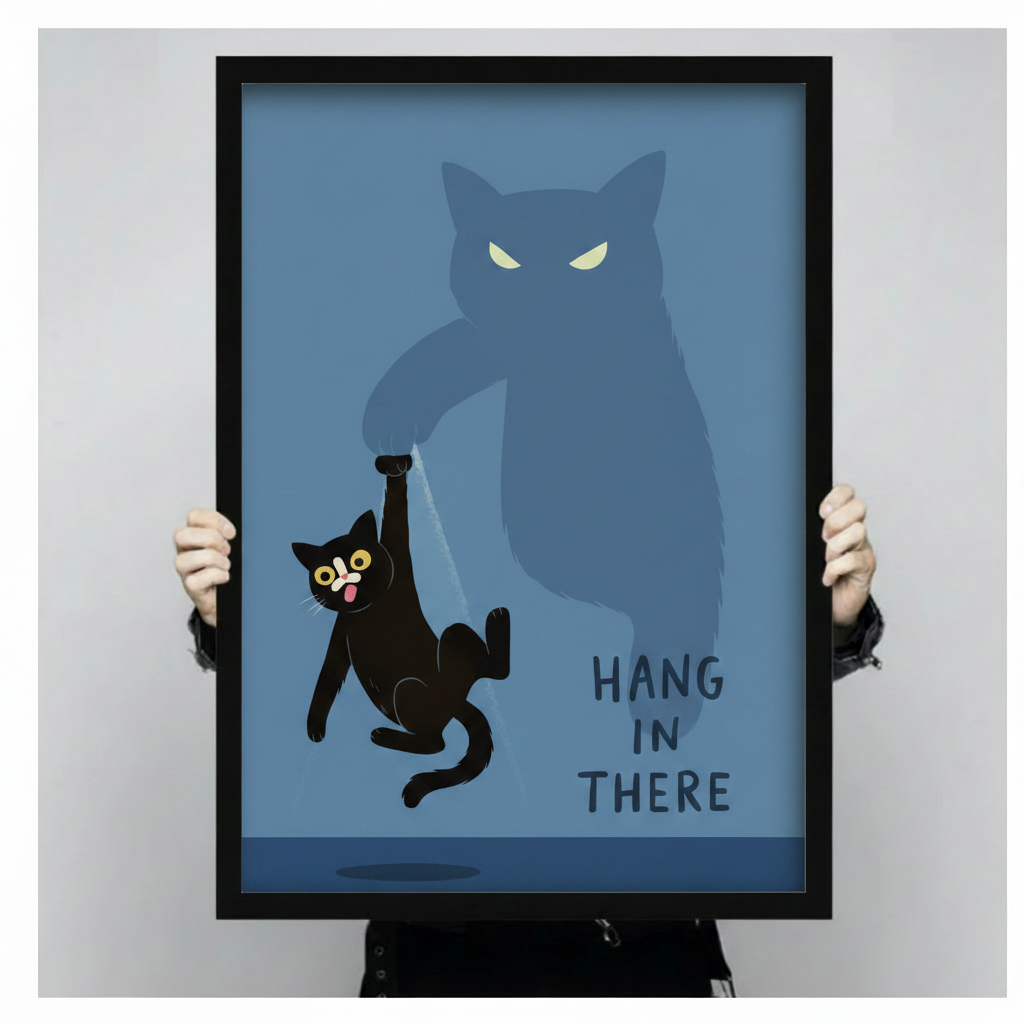 Hang In There Funny Cat Motivational Canvas Art