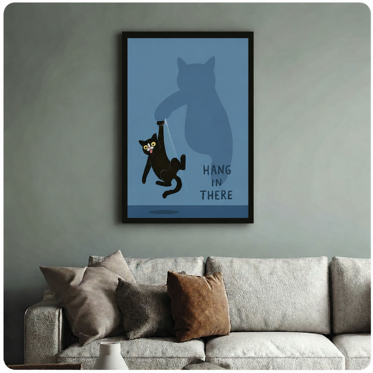 Hang In There Funny Cat Motivational Canvas Art