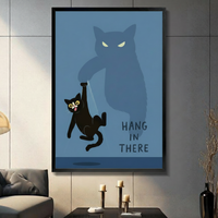 Hang In There Funny Cat Motivational Canvas Art