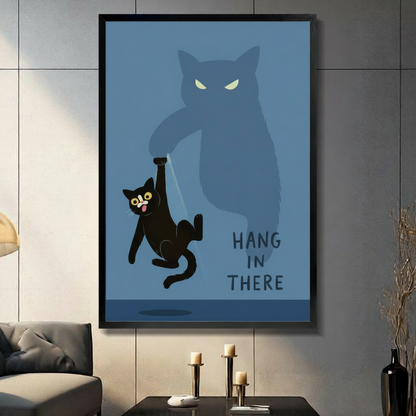 Hang In There Funny Cat Motivational Canvas Art
