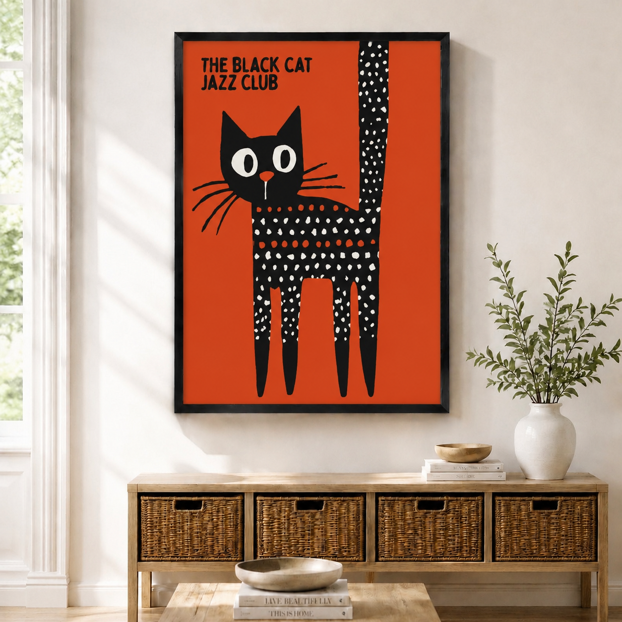 Black Cat Jazz Club Retro Pop Art Canvas Wall Art