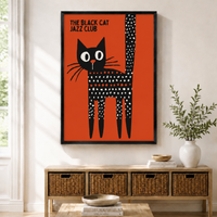 Black Cat Jazz Club Retro Pop Art Canvas Wall Art