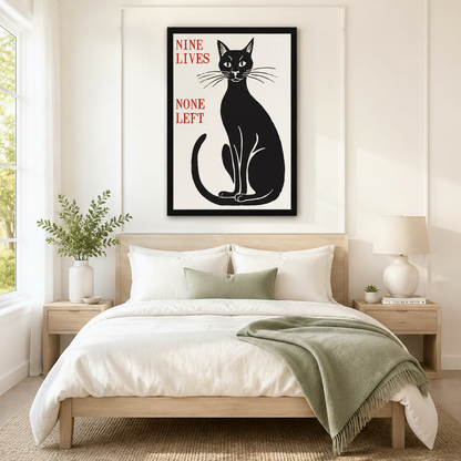 Nine Lives None Left Black Cat Canvas Print Wall Art