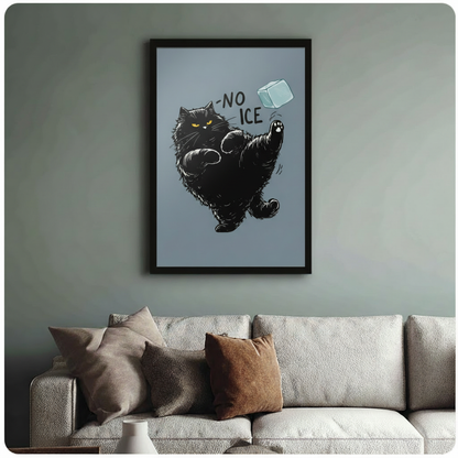 Grumpy Black Cat No Ice Funny Canvas Art Wall Art