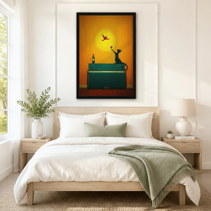 Jazz Cat Piano Wine Glass Canvas Art Wall Art
