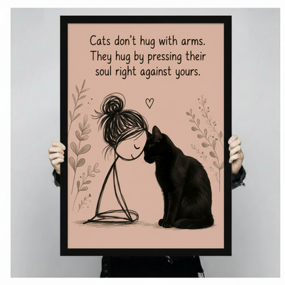 Cat Soul Hug Quote Framed Canvas Wall Art