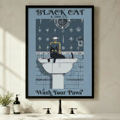 Black Cat Sink Co Wash Your Paws Canvas Print