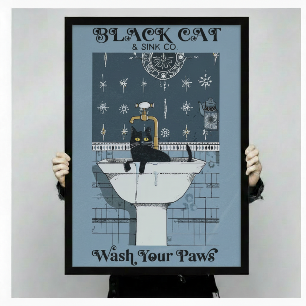 Black Cat Sink Co Wash Your Paws Canvas Print