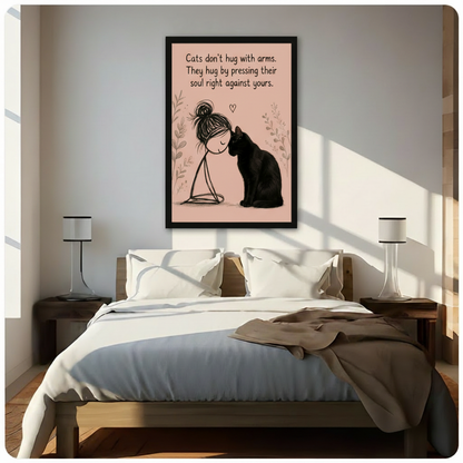 Cat Soul Hug Quote Framed Canvas Wall Art