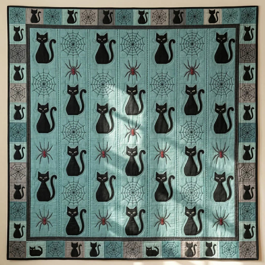 Black Cat & Spider Web Quilt Blanket