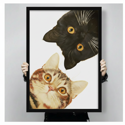 Peeking Cats Framed Canvas Art Print Wall Art