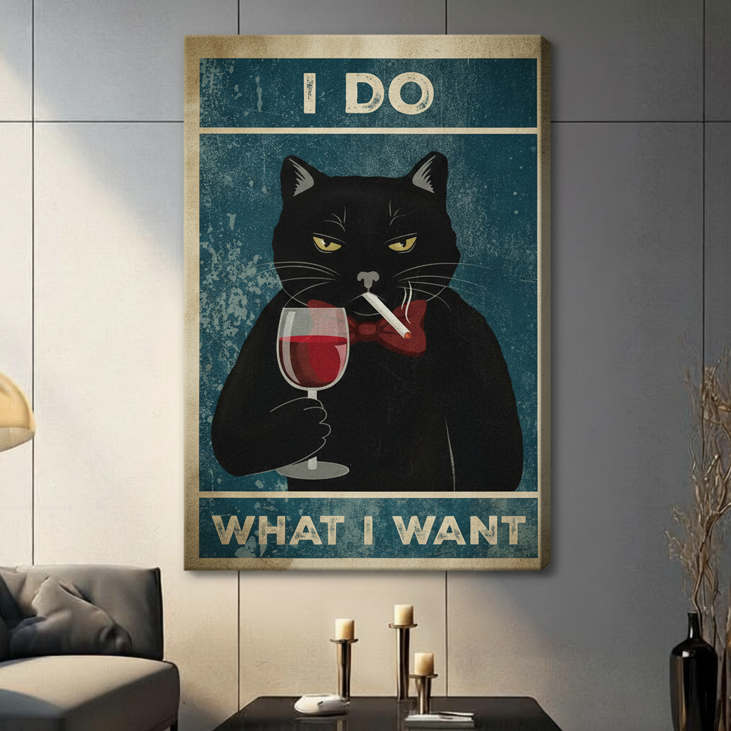 I Do What I Want Black Cat Canvas Art Wall Art