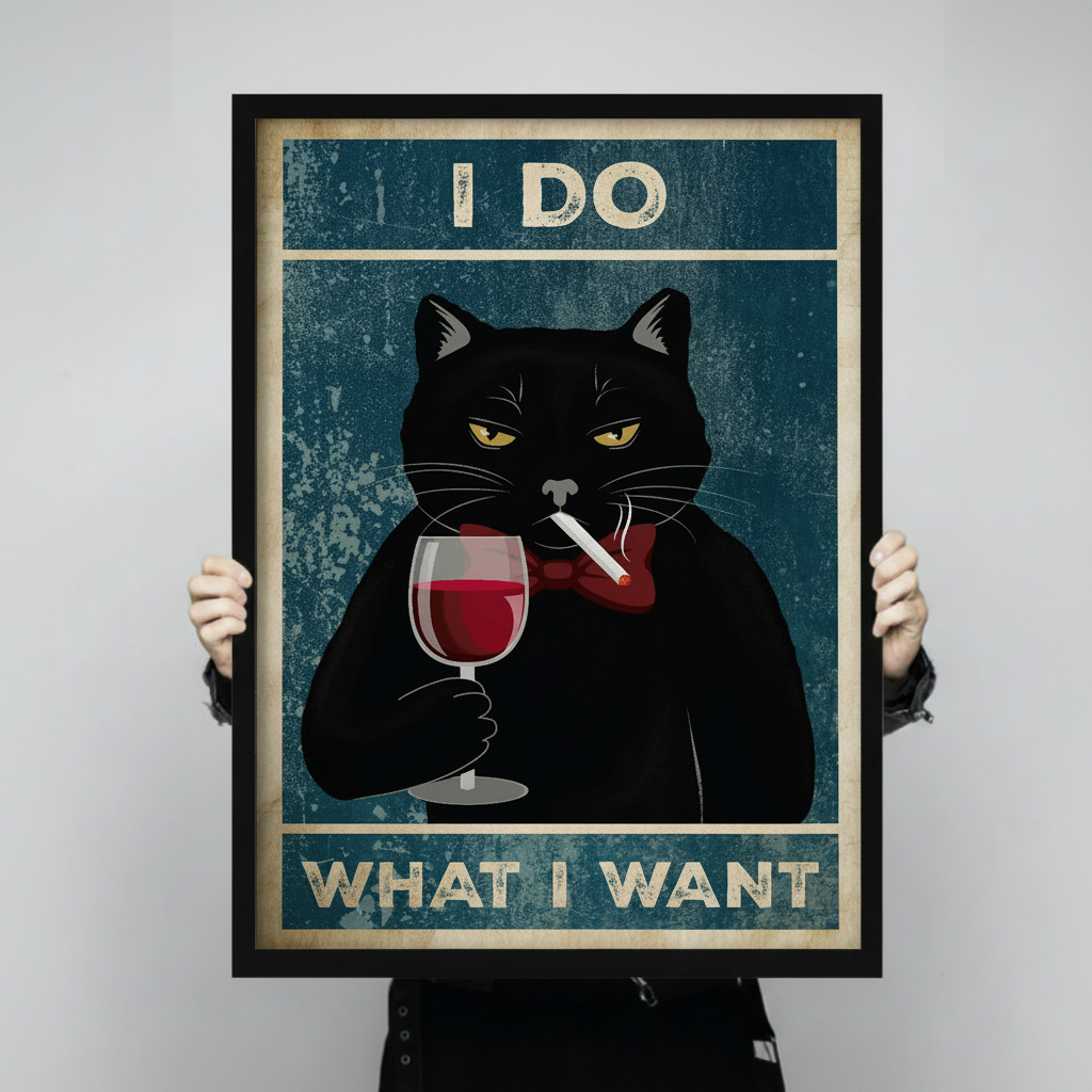 I Do What I Want Black Cat Canvas Art Wall Art