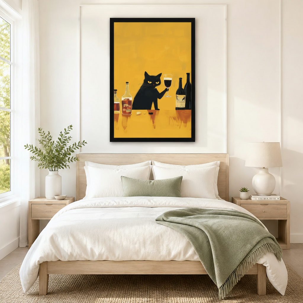 Black Cat Wine Connoisseur Retro Canvas Art Wall Art