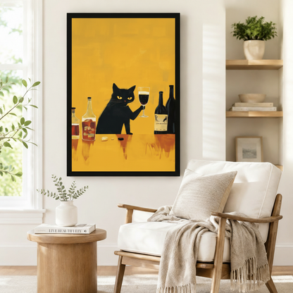 Black Cat Wine Connoisseur Retro Canvas Art Wall Art