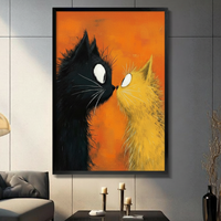 Black Orange Cats Face-Off Canvas Wall Art