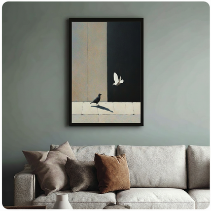 Black Crow White Dove Contrast Canvas Art Wall Art