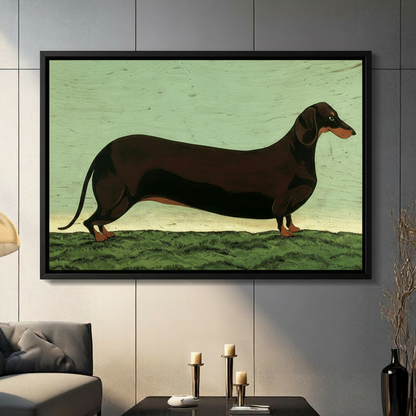 Vintage Dachshund Folk Art Canvas Wall Art