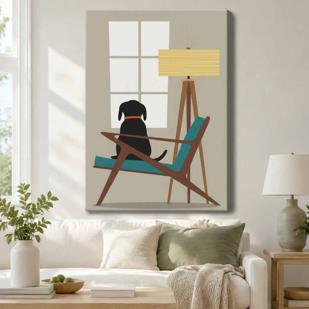 Mid-Century Dog Canvas Wall Art