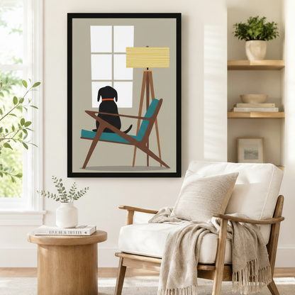 Mid-Century Dog Canvas Wall Art