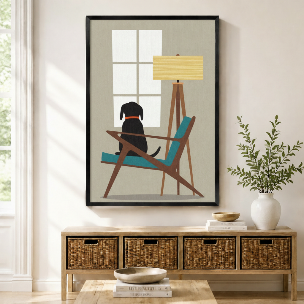 Mid-Century Dog Canvas Wall Art
