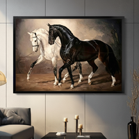 Black White Horse Duo Canvas Art Wall Art