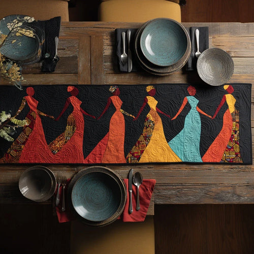Black Woman Sisterhood Dance Quilted Table Runner
