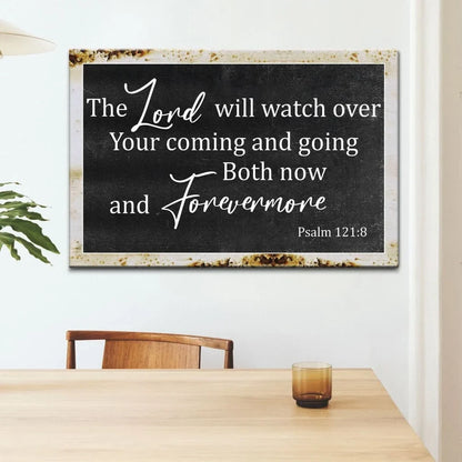 rustic christian wall art the lord will watch over your coming going canvas print (Landscape)