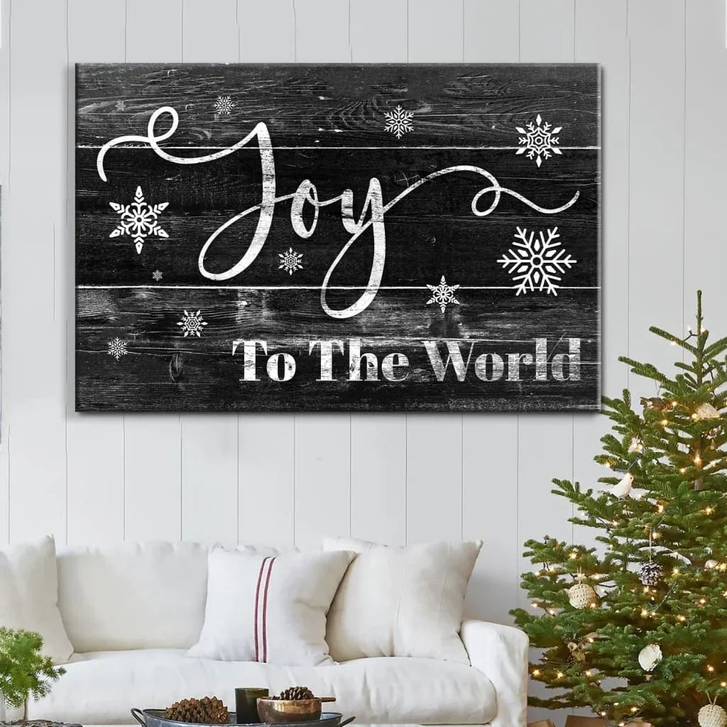 christian christmas wall decor joy to the world christmas wall art canvas (Landscape)